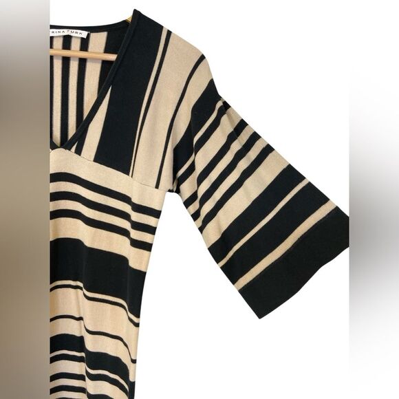 Trina Turk Black and Tan Striped Sweater Dress.  Size small. - Picture 3 of 7